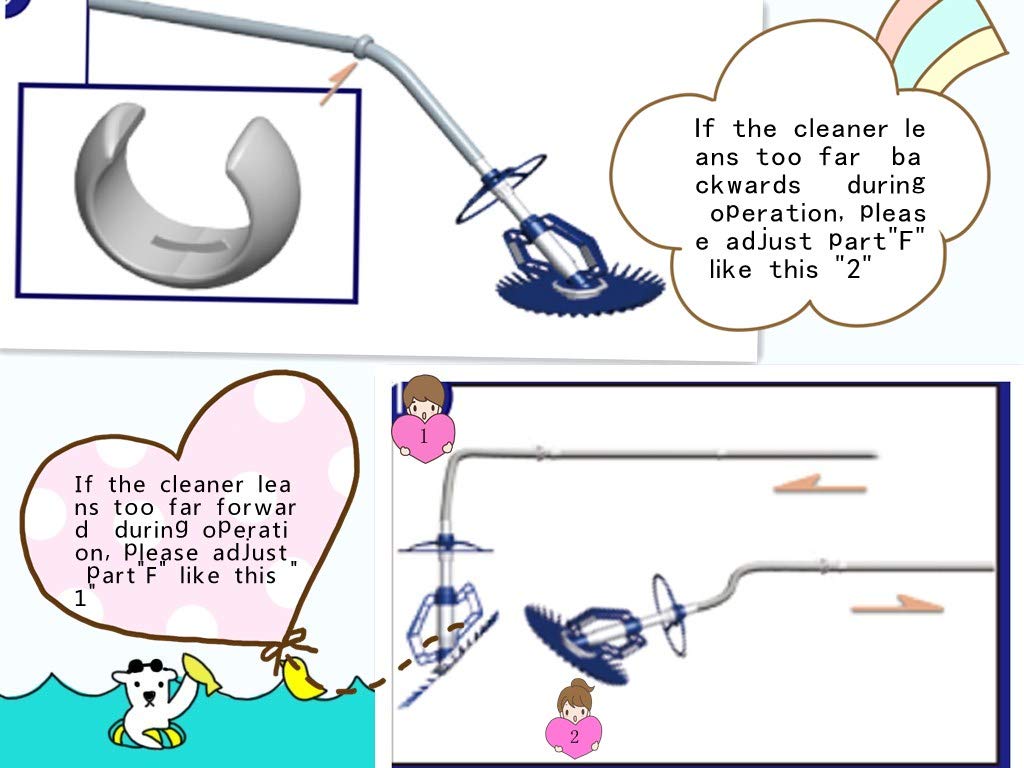 VINGLI Pool Vacuum Cleaner Automatic Sweeper Swimming Pool Creepy Crawler Vacuum with 33FT Hoses (Navy Blue&White)