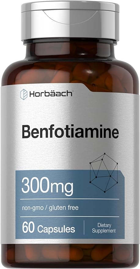 Horbäach Benfotiamine 300mg | 60 Capsules | Non-GMO, Gluten Free Supplement
