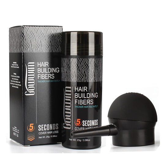 gowwim Hair Thickening Fibers 2-in-1 Kit Keratin Building Fibers, Spray Applicator & Hold Spray - Instantly Volumize Sparse Areas (Dark brown)