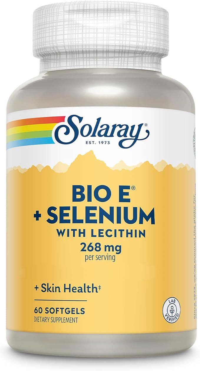 Bio Vitamin E 400 IU (268 mg) with Selenium 100 mcg and Lecithin - Thyroid Support, Antioxidant and Immune Support Supplement, High Absorption, Lab Verified, 60-Day Guarantee, 30 Servings, 60 Softgels