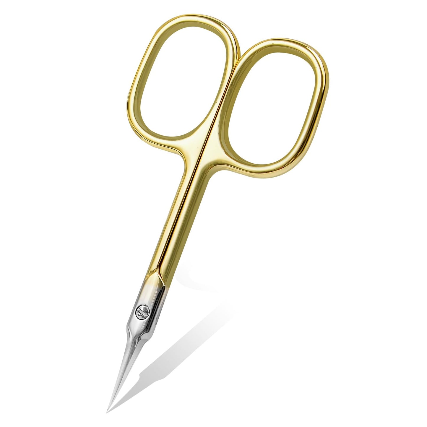 CGBE Cuticle Scissors Extra Fine Curved Blade, Super Slim Manicure Scissors for Cuticles Professional Small Scissors with Precise Pointed Tip Grooming Blades, Eyebrow, Eyelash, and Dry Skin - Gold