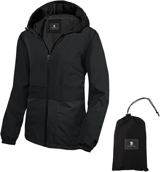 SaphiRose Lightweight Rain Jacket Women Waterproof Breathable Raincoat Packable Hooded Windbreaker