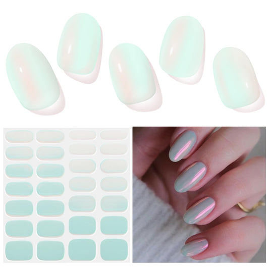 DUKASOU Semi Cured Gel Nail Strips, Sunset | 28 pcs Gel Nail Strips Work with Any UV Lamp, Salon Quality UV Gel Nail Stickers, Easy to Apply for Home Nails DIY