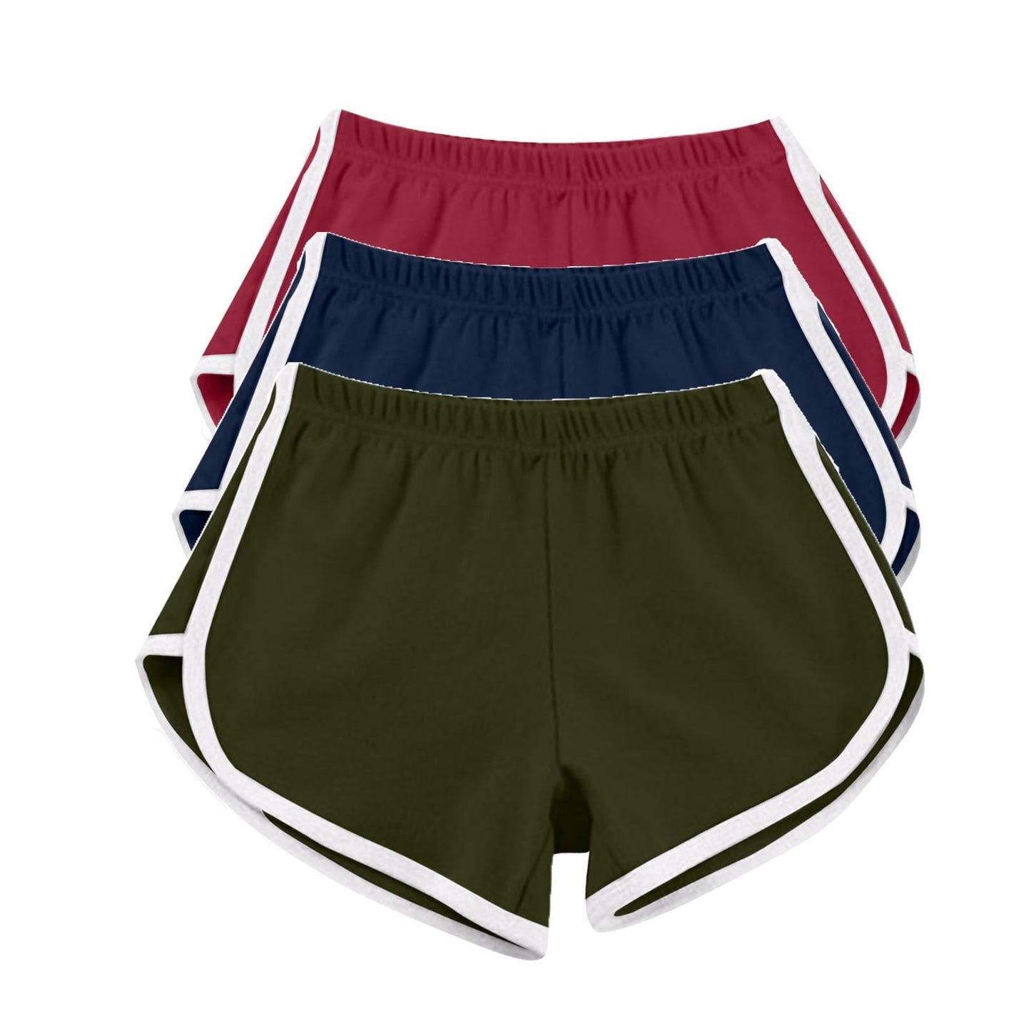 3 Pack Athletic Shorts for Women Multipack Running Shorts Elastic Waist Biker Shorts Plus Size Workout Gym Shorts