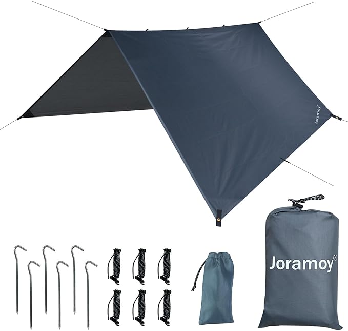 Hammock Rain Fly 10×10FT - Waterproof Camping Tarp Lightweight Tent Tarp Portable Backpacking Tarp Sheleter with UV Protection Layer for Camping Hiking Outdoor(Gray)