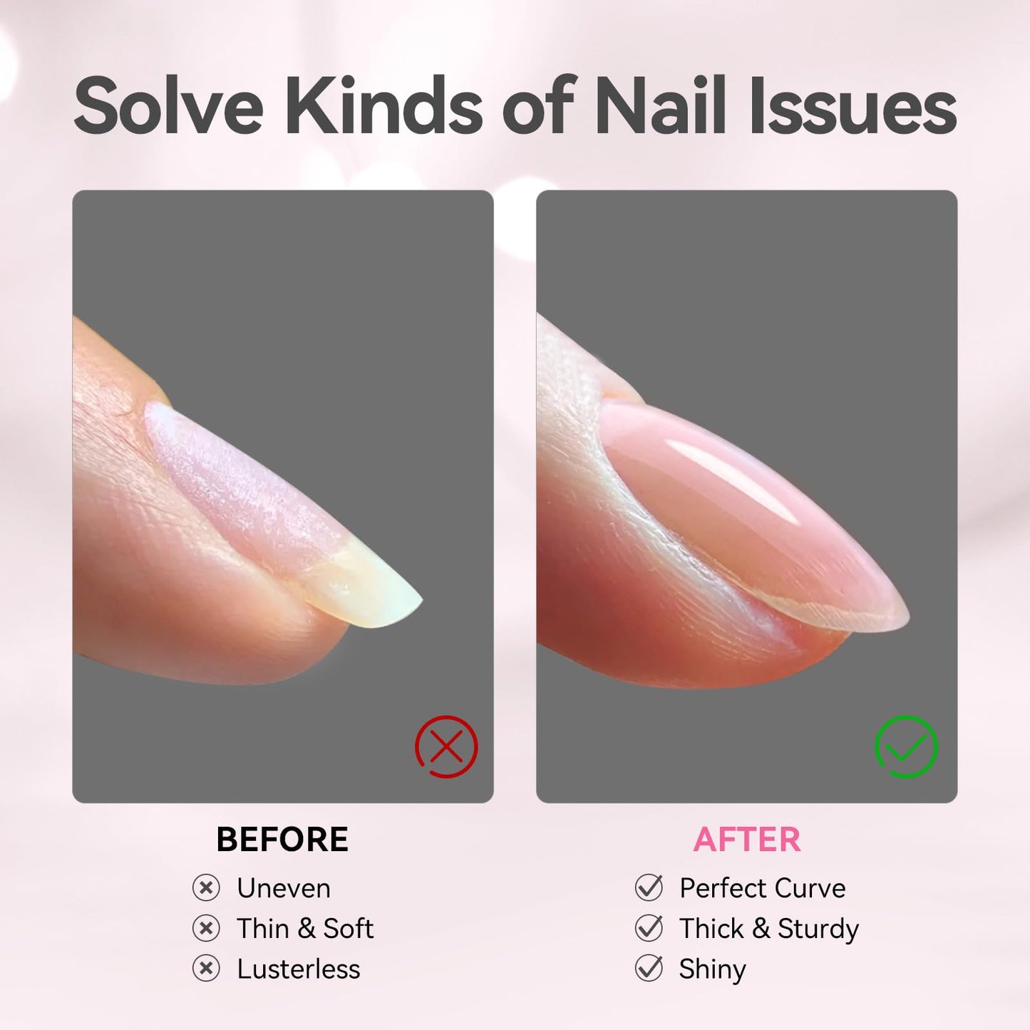 BORN PRETTY Builder Gel for Nails, 8-in-1 Extension Gel Strengthener Gel Hard Builder Nail Gel Base Top Gel, Pink Gel Builder Rhinestone Nail Glue Gel in A Bottle Nails 15ML