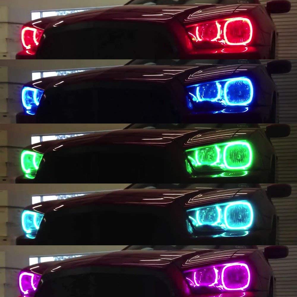 iJDMTOY 210-LED RGB Multi-Color LED Angel Eyes Halo Rings Compatible with Dodge 2011-2014 Charger Front Road Illuminating Lights w/Adjustable Setting