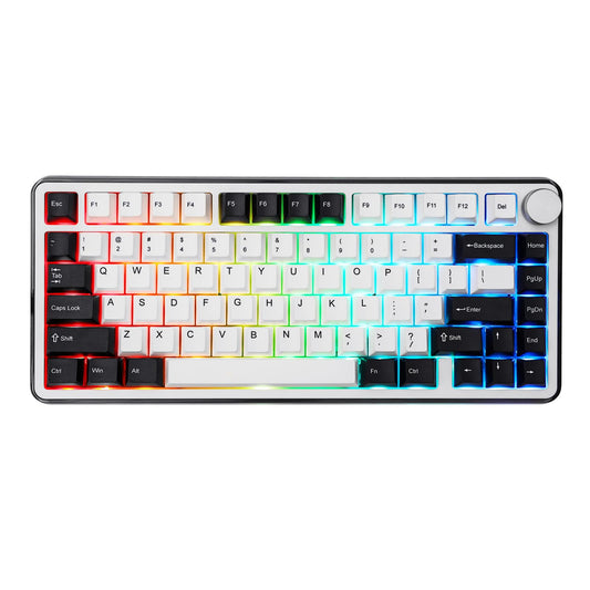 KiiBoom Breeze 75 75% CNC Aluminum and Acrylic Mechanical Gaming Keyboard, USB-C/BT5.0/2.4GHz Wireless Creamy Keyboard, with Gasket Structure, RGB, 8000mAh Battery for Win/Mac (Black)