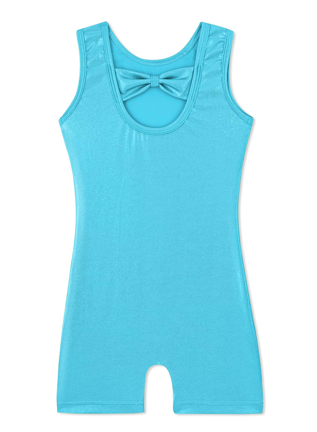 HOZIY Leotards for Girls Gymnastics Solid Aqua Blue Bow Cross Back Biketard Tumbling Outfits Toddler Girl Kids Sparkly Sparkle 5t Size 5-6 Years