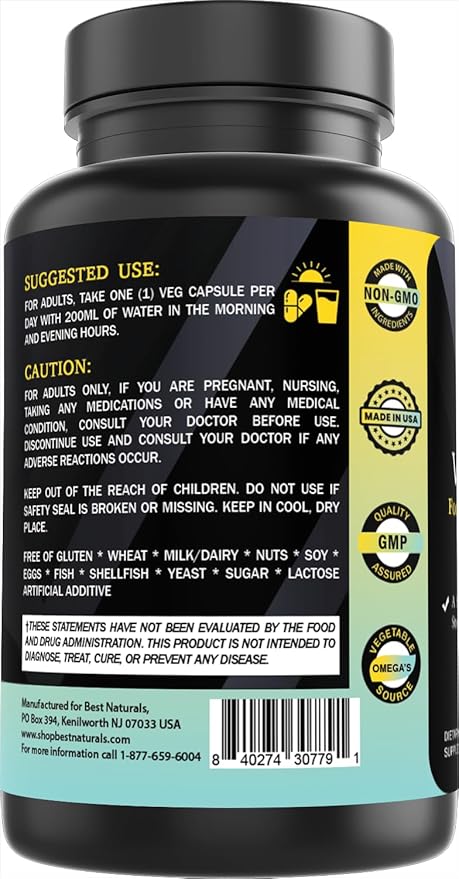 Best Naturals Day-to-Day Vitamin D 5000 IU 90 Veg Capsules - Made with Mushroom Blend, Fruit Vegetable Blend, Omega 3-6-9 Blend, & Digestive Blend