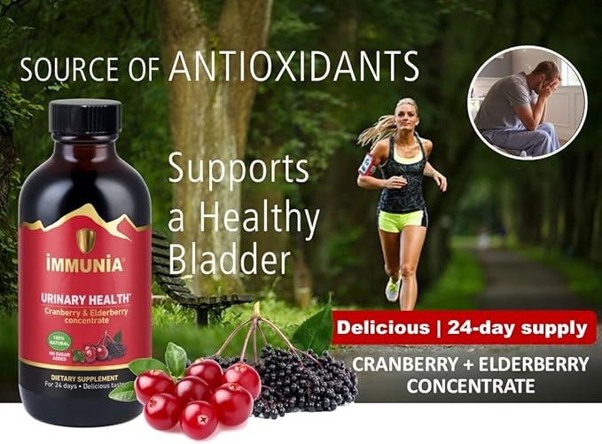 Immunia Urinary Health. Cranberry & Elderberry Concentrate for The Prevention of Urinary Infections. Natural. Delicious. 5 ml/Day. (1-Pack)