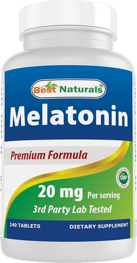 Best Naturals Melatonin 20mg 240 Tablets - Drug-Free Nighttime Sleep Aid - Non-GMO & Gluten Free