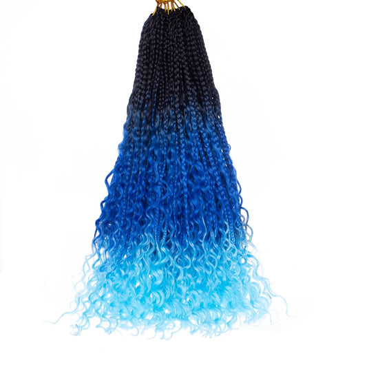 Beverlee Goddess Box Braids Crochet Hair 18 Inch Boho Box Braids 8 Packs Crochet Hair Bohemian Box Braids Crochet Braids Box Braids Curly Ends Messy Pre-looped Synthetic Curly Crochet Hair for Women