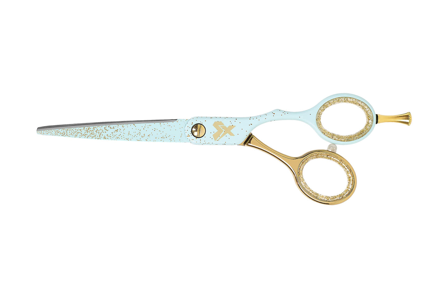 Cricket Shear Xpressions Hustle & Shine 5.75" Professional Hair Cutting Scissors - Barber Scissors, Japanese Stainless Steel for Stylists and Home Use, People Pleaser, Blue