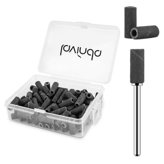 Lavinda Small Sanding Bands Nail Drill Bit, 80 Piece Extra Fine Sanding Bands for Nail Drill with 3.1mm Mandrel Bit for Acrylic Nails Gel Removing Shaping Polishing Nail Salon Use (240 Grit, Black)