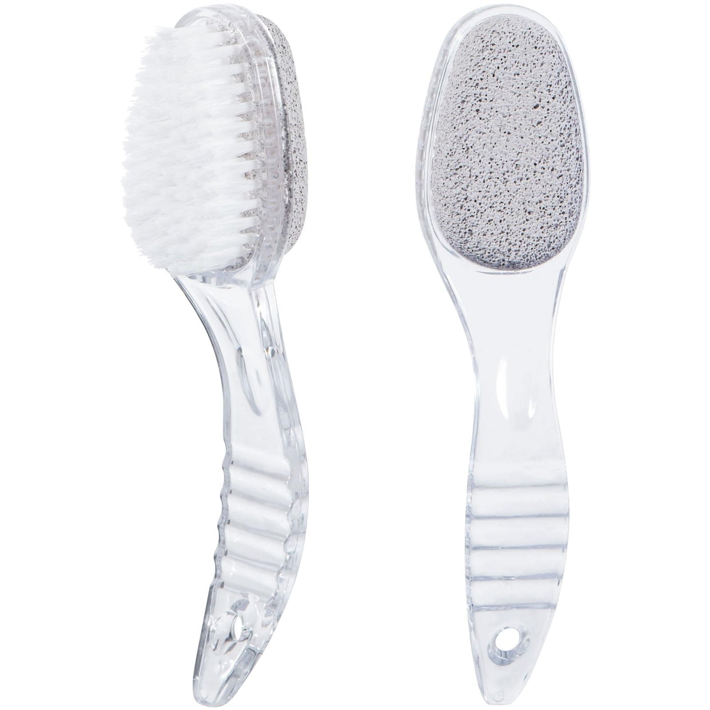2 Pcs Foot Pumice Stone Brush Calluses Remover, Ooloveminso Large Foot Scrubber Foot File with Handle 2 in 1 Suitable for Horniness Foot Spa, Foot Care Smooth Skin (Transparent)