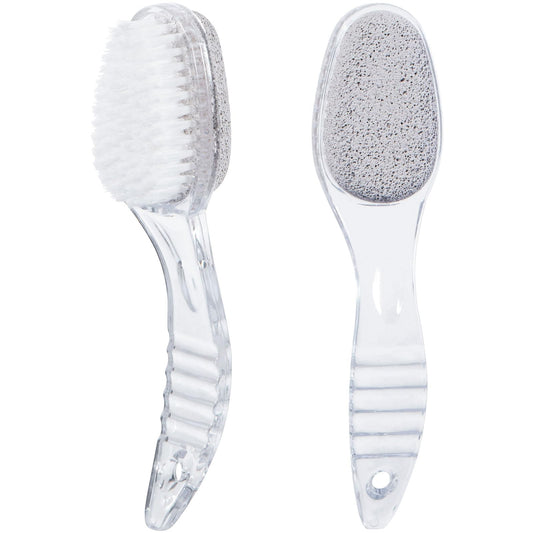2 Pcs Foot Pumice Stone Brush Calluses Remover, Ooloveminso Large Foot Scrubber Foot File with Handle 2 in 1 Suitable for Horniness Foot Spa, Foot Care Smooth Skin (Transparent)