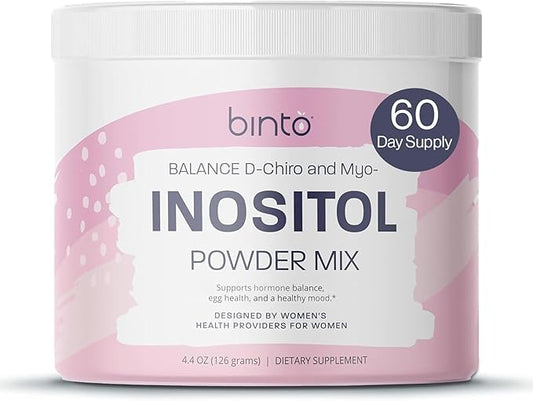 Binto Inositol Powder Mix | 60-Day Supply | 40:1 Ratio of Myo and D-Chiro Inositol | Hormone Balance and Ovulation Support | Preservative Free
