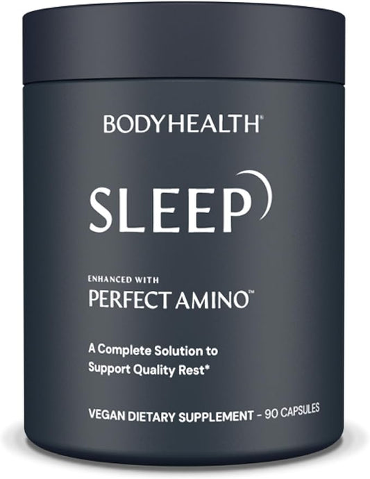 BodyHealth Sleep, Sleep Aid and Supplement for Adults with 3 mg Melatonin, Non-Habit Forming Pills Enhanced with PerfectAmino - 90 Capsules