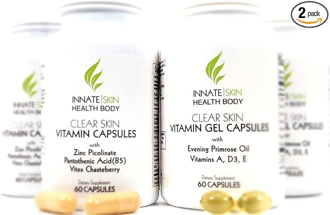 Clear Skin Acne Vitamin System | 20 Antioxidants, Botanicals & Minerals | 60 Count Pack of 4