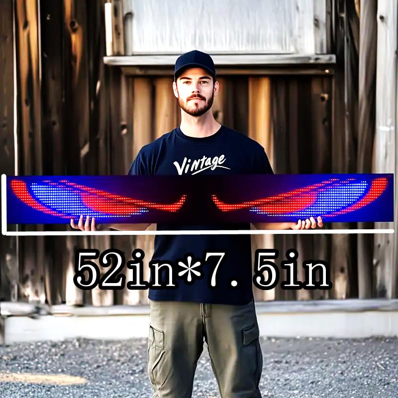 Goodream Devil Eyes Light for Windshield, 52in*7.5in Large Size DIY Programmable Flexible LED Display for Car Truck SUV Neon Sign Cool Accessories