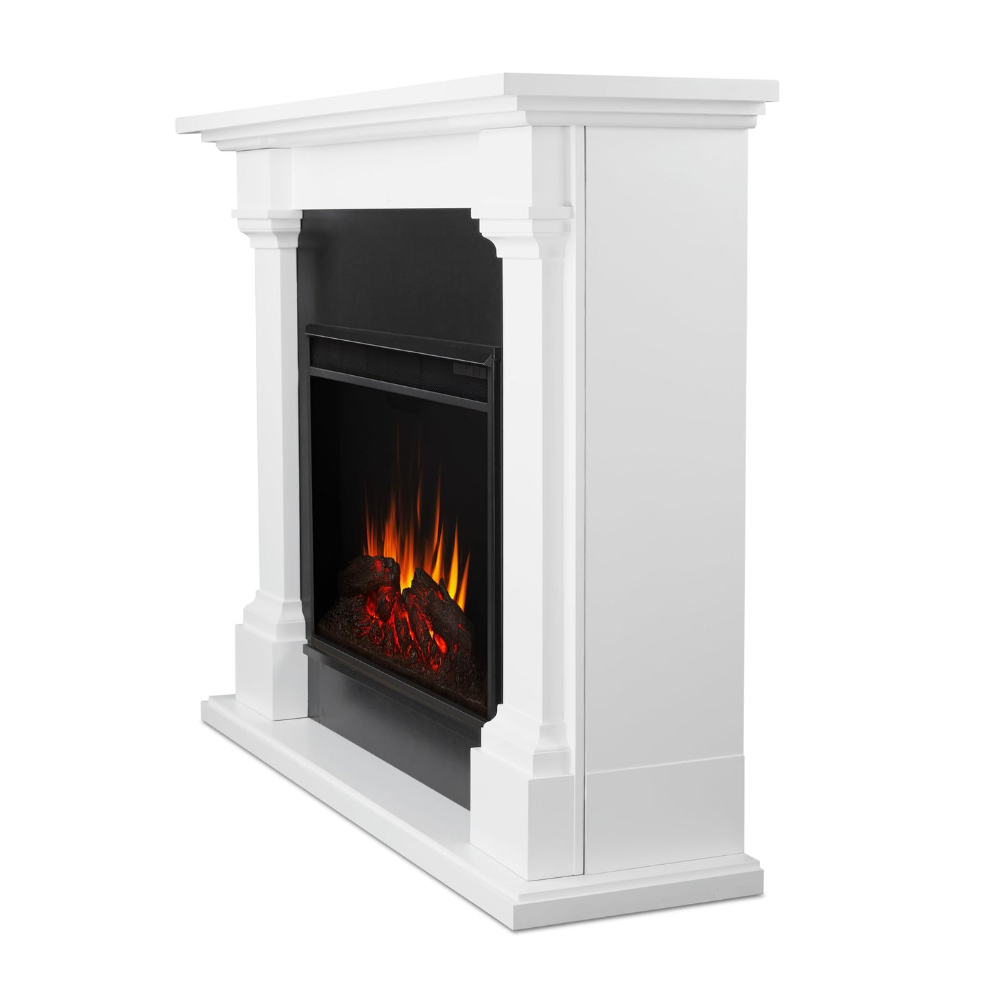 Real Flame Callaway 63" Grand Electric Fireplace with Mantel in White, Free-Standing Oversized Indoor Electric Fireplace with Mantel, Adjustable Thermostat, Automatic Safety Shut-Off