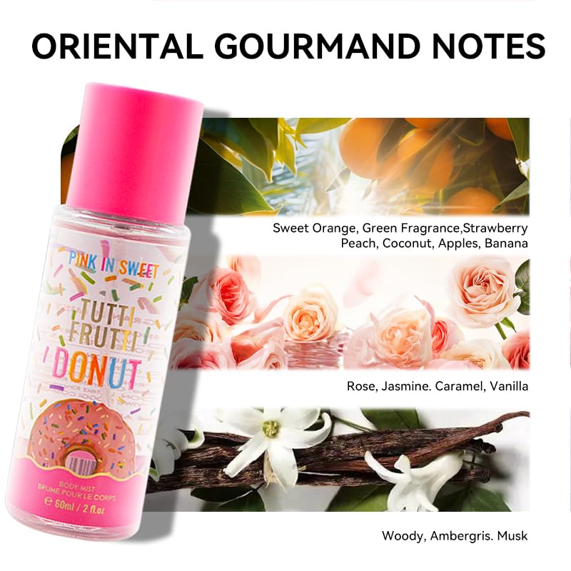 4pcs Body Spray for Women - Women'S Body And Hair Spray 60ml/2.1Fl.Oz Each Piece - Sweet Fragrance Spray Gift Sets, Long-Lasting Fresh Scent