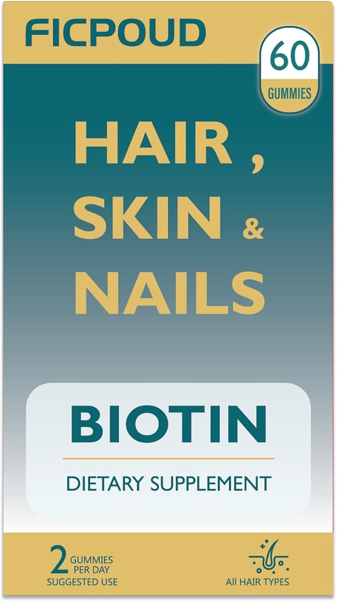 Biotin Gummies, Supports Healthy Hair, Skin & Nails, Vegan Vitamins for Women & Men, Supports Hair Growth and Stronger Nails,Healthy Skin, 30 Day Supply