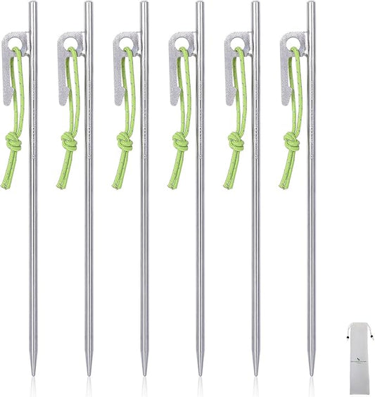 Boundless Voyage 6pcs Titanium Alloy Tent Pegs Outdoor Camping Awning Tent Stakes Lightweight Hiking Climbing Tent Nail Ti4014P