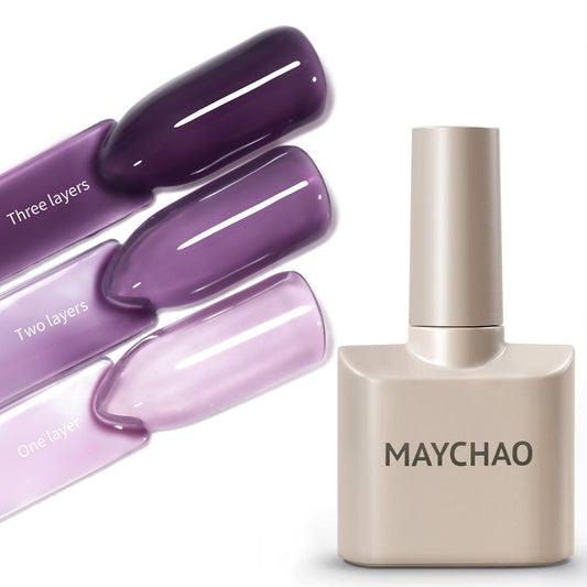 MAYCHAO 15ML Jelly Purple Gel Nail Polish 1Pc Crystal Purple Gel Polish Soak Off UV LED Translucent Nail Polish Nail Art Starter Manicure Salon DIY at Home, 0.5 OZ