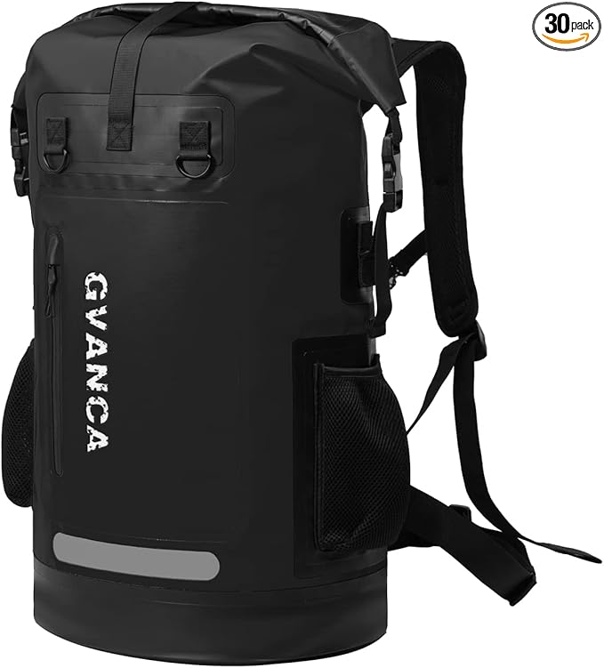 Waterproof Roll Top Kayak Dry Backpack, Floating Outdoor Dry Sack Boating Sailing Canoeing Rafting Fishing Camping 55L Black