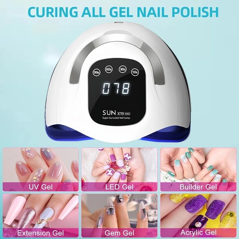 320W UV LED Nail Lamp Professional LED Nail Dryer for Gel Nails with 72pcs Lamp Beads, Touch Screen 4 Timers and Automatic Sensor Ideal for Home Salon, Fast Drying Technology for Perfect Nails