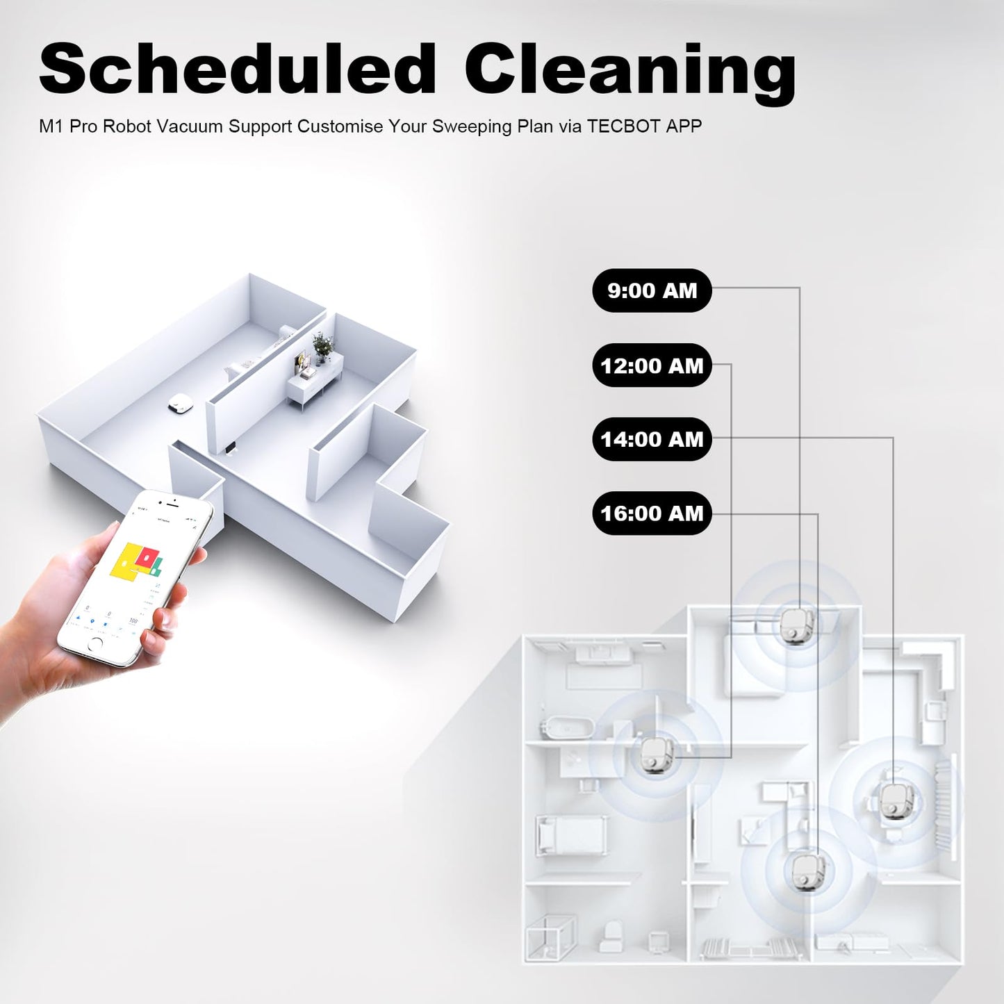 TECBOT S3 PRO Robotic Vacuum Cleaner and mop, LiDAR Navigation, 150mins Runtime&4,000Pa Suction, Automatic Charging Robot Vacuum Cleaner, WiFi,App,Alexa, Ideal for Hard Floor, Pet Hair,Black