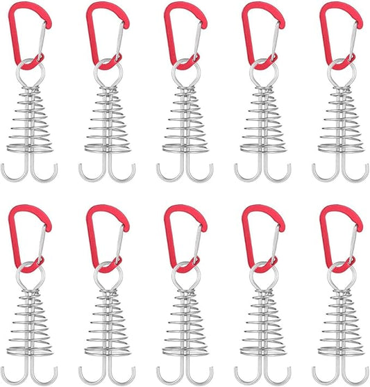 Morobor Deck Anchor Pegs, 10pcs Windproof Aluminium Alloy Fish Bone Tent Stakes with Spring Buckle Portable Wind Rope Anchor for Outdoor Camping