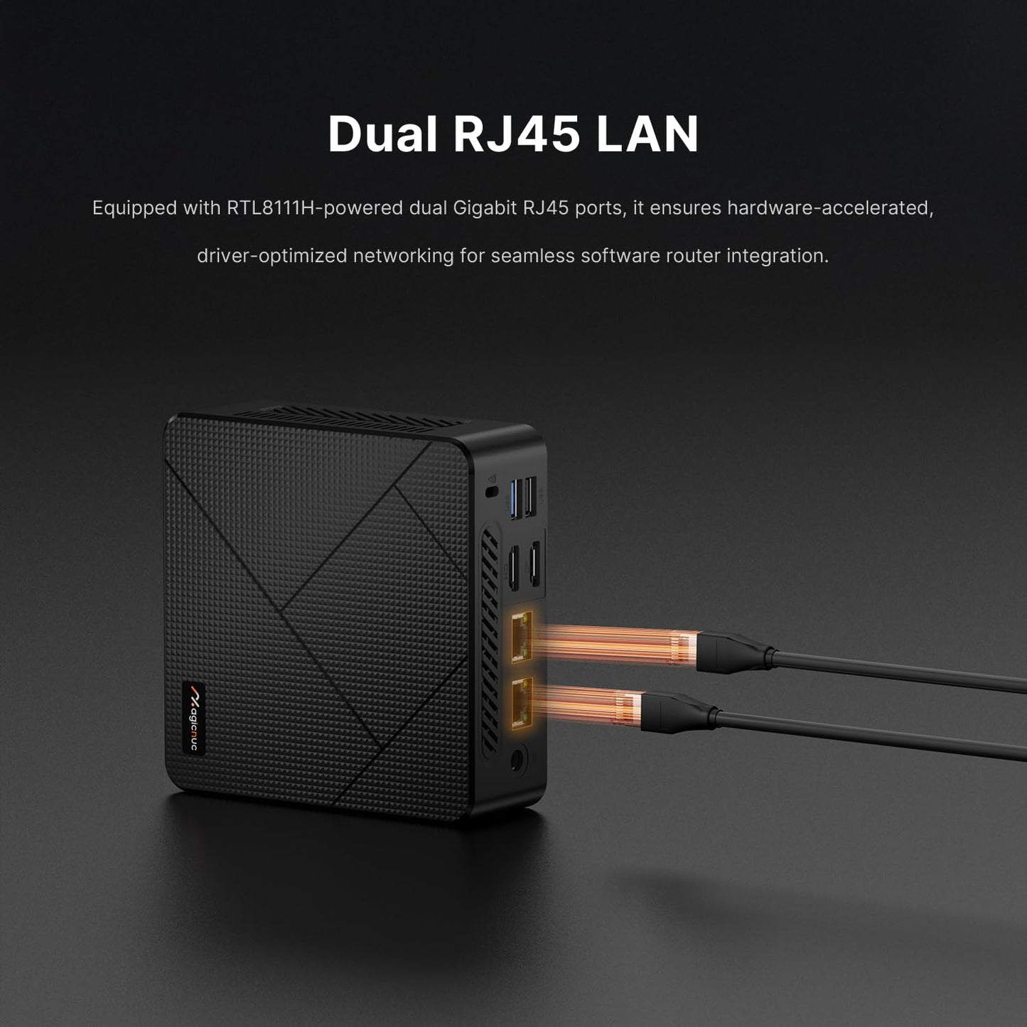 MAGICNUC AS1 Mini PC, Ryzen 5 3550H Mini Computers 16GB RAM 512GB PCIe SSD, Vega 8 Graphics Triple Display Micro PC, 2×RJ45 LAN/3×USB3.2/USB-C/HDMI/Wi-Fi 5/BT 5.0 Office,Home Mini Desktop Computers