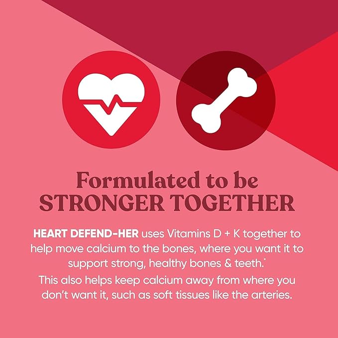 Heart Defend-Her Womens Heart Health Supplements – Advanced 3-in-1 Blend with Grape Seed Extract, Vitamin K2 MK-7, and CoQ10 – Support Blood Pressure, Artery and Bone Strength – 60 Vegetarian Capsules