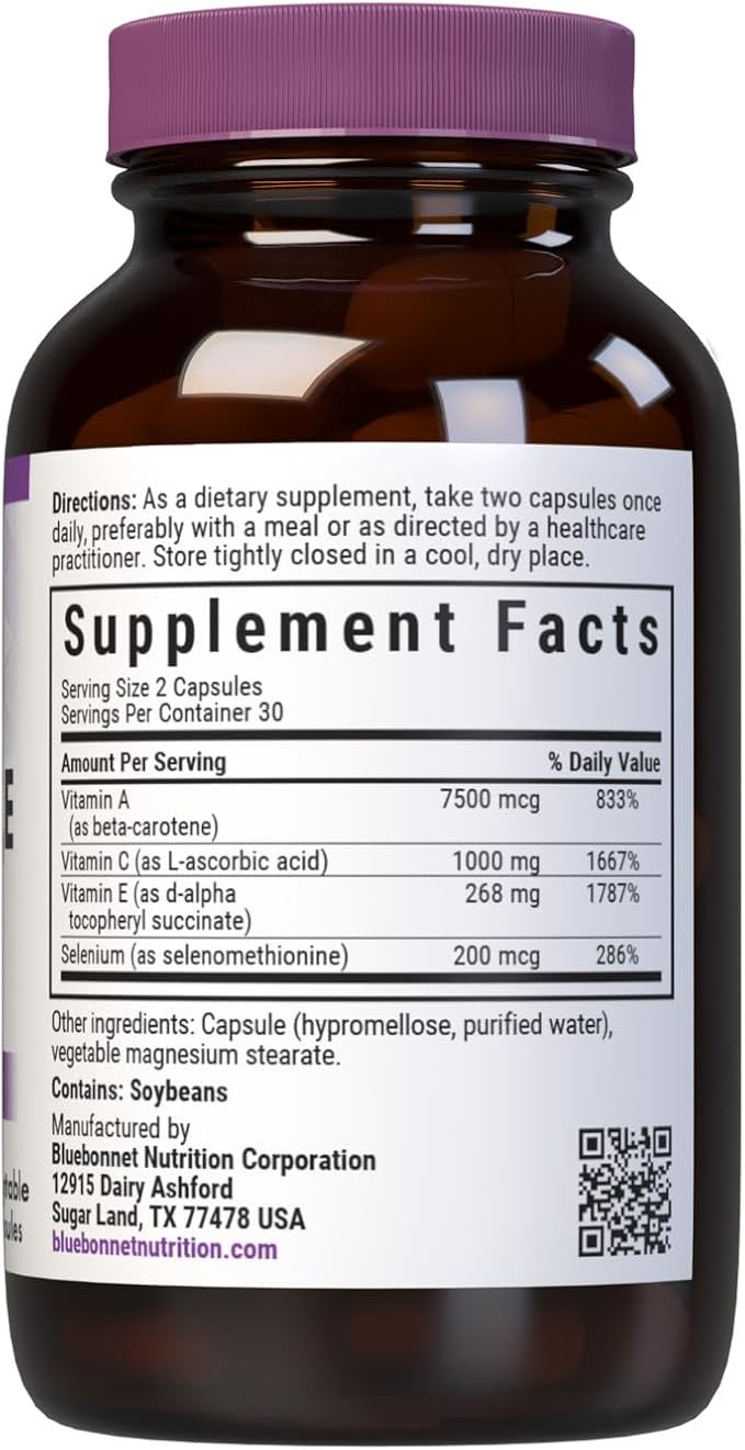 BlueBonnet Beta Carotene C and E Plus Selenium Vegetarian Capsules, 60 Count