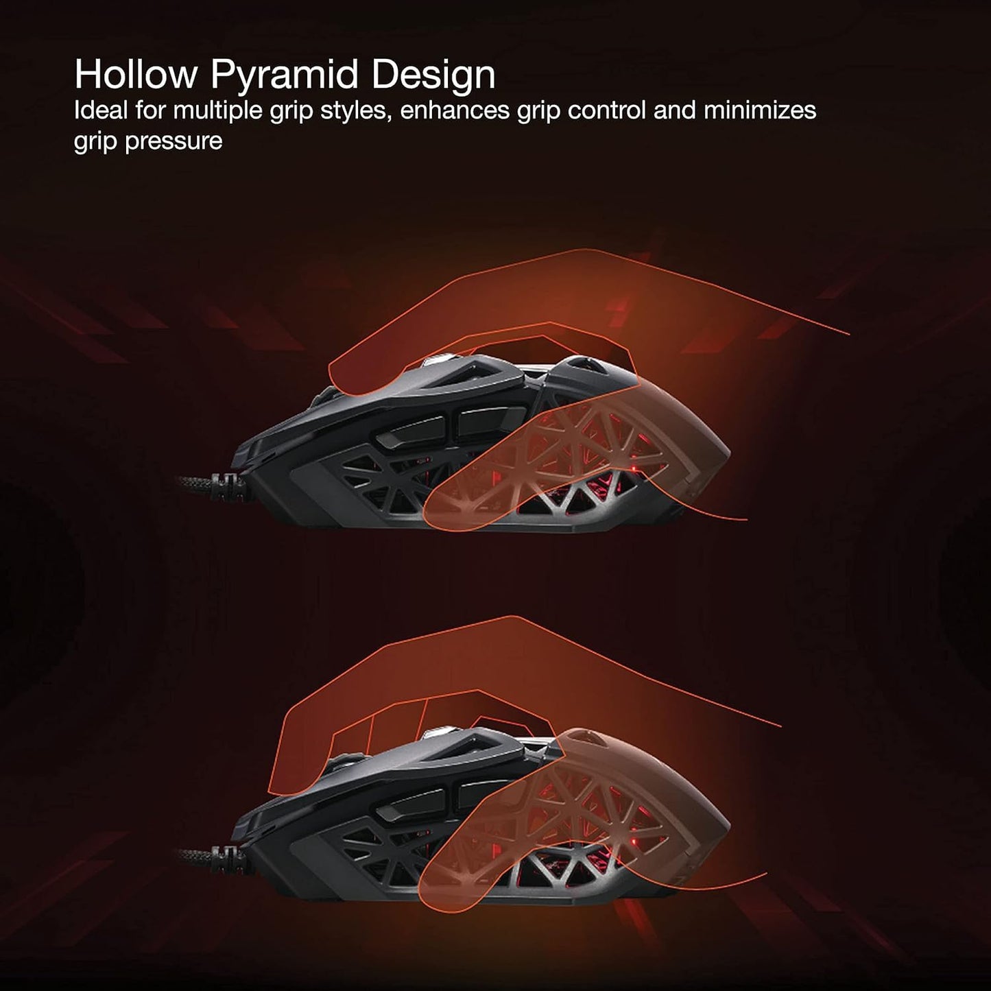 Mad Catz M.O.J.O. M1 Gaming Mouse - Light Weight 70g - 12000 DPI Optical Sensor–Built-in Customizable RGB lighting effect - Hollow Pyramid Design - Patented DAKOTA Switch - 40g Acceleration, Black