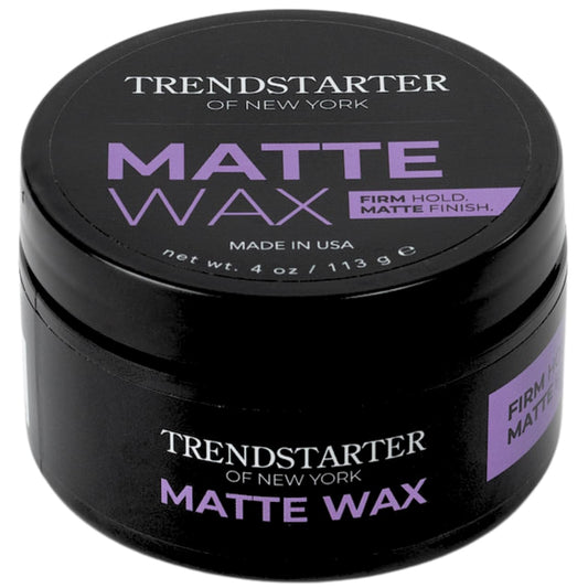 TRENDSTARTER - MATTE WAX (4oz) - Firm Hold - Matte Finish - Premium Water Based All-Day Hold Hair Styling Pomade – Flake-Free Styling Wax for All Hair Types