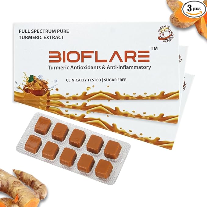 BIOFLARE® Turmeric Advance Formula Lozenges for Sore Throat Relief | Clinically Tested Turmeric Supplement for Immunity, Inflammation, Liver Support & Digestive Health (3-Pack)