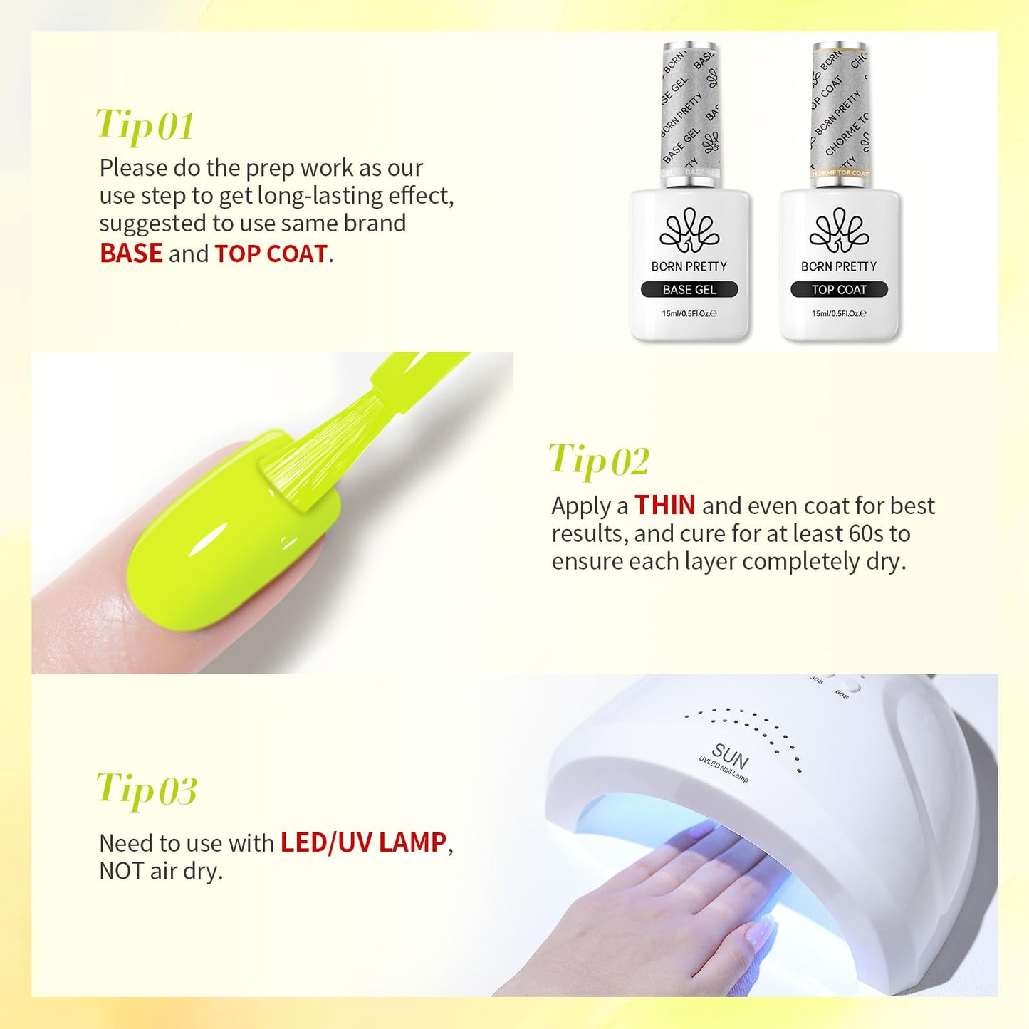 Born Pretty Neon Yellow Gel Nail Polish Neon Fluorescent Yellow Soak Off Gel Polish Nail Art Design Manicure Salon DIY Home 15ml