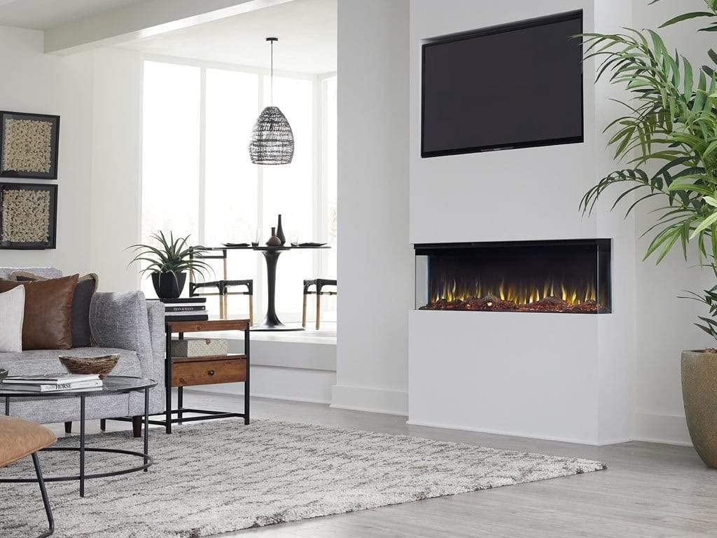 Touchstone Sideline Infinity 3-Sided Smart 72" WiFi-Enabled Electric Fireplace - 80051 - Built-in - 60 Color Combinations - 1,500W Heater- Black - Log & Crystals
