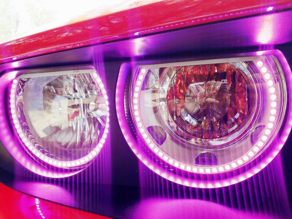 iJDMTOY 180-LED RGB Multi-Color LED Angel Eyes Halo Rings Compatible With 2008-2014 Dodge Challenger w/Wireless Remote Control