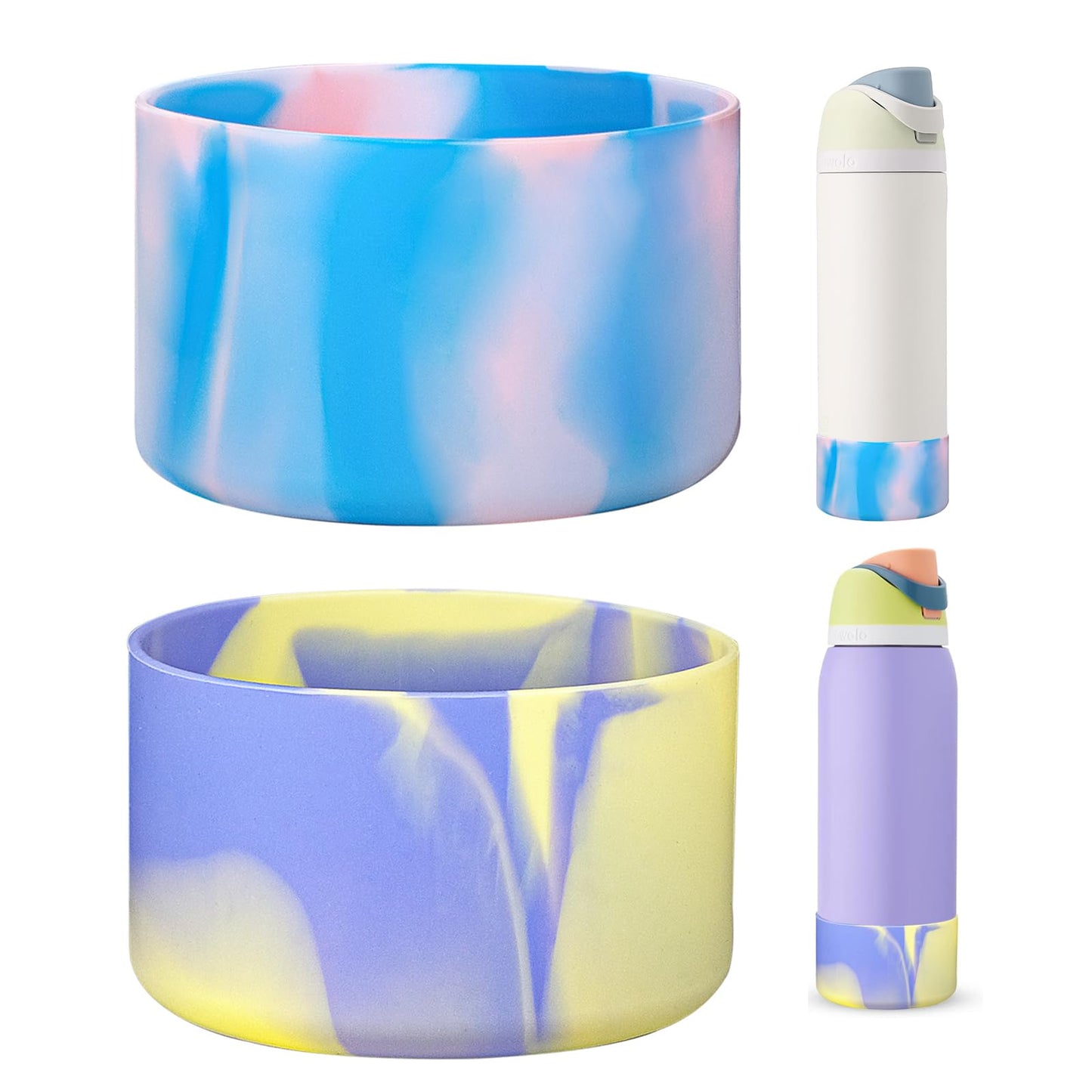 HEYSKAY 2PCS Silicone Boot for Owala Flask Water Bottle 24oz Anti-Slip Protective Sleeve for Owala Twist,FreeSip and Flip Stainless Steel Water Bottle BPA-Free Boot Bottom Base