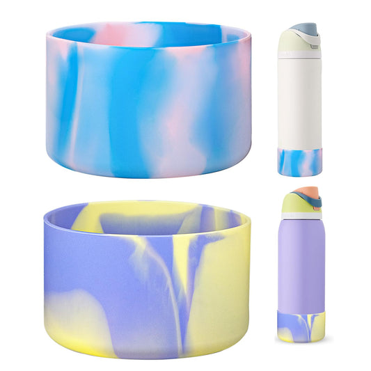 HEYSKAY 2PCS Silicone Boot for Owala Flask Water Bottle 24oz Anti-Slip Protective Sleeve for Owala Twist,FreeSip and Flip Stainless Steel Water Bottle BPA-Free Boot Bottom Base