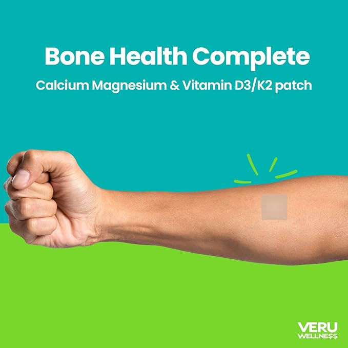 Bone Health Complete Duo Lifestyle Patches Vita D3/K2, Calcium Magnesium - Self Adhesive Time Release Topical Patch, 8-10 Hours (60 Day Supply)