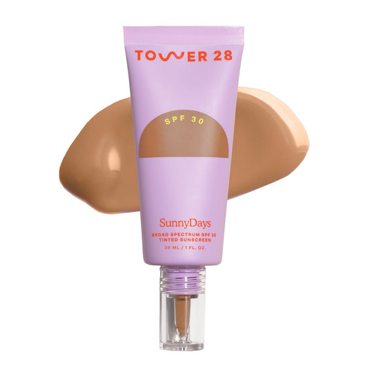 Tower 28 Beauty SunnyDays SPF 30 Tinted Sunscreen - For Sensitive Skin - 2-in-1 Facial Broad Spectrum UVA/UVB Protection + Foundation - Shade 35 POINT DUME - Medium with Neutral Undertones, 1 Fl Oz