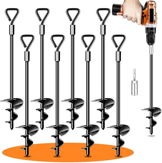 Ground Anchors Tent Stakes Trampoline Anchors Heavy Duty Screw in 8 Pack, Tent Stakes High Winds Heavy Duty for Camping Tent, Canopies, Carports, Sheds, Swing Sets,14in Ground Anchors