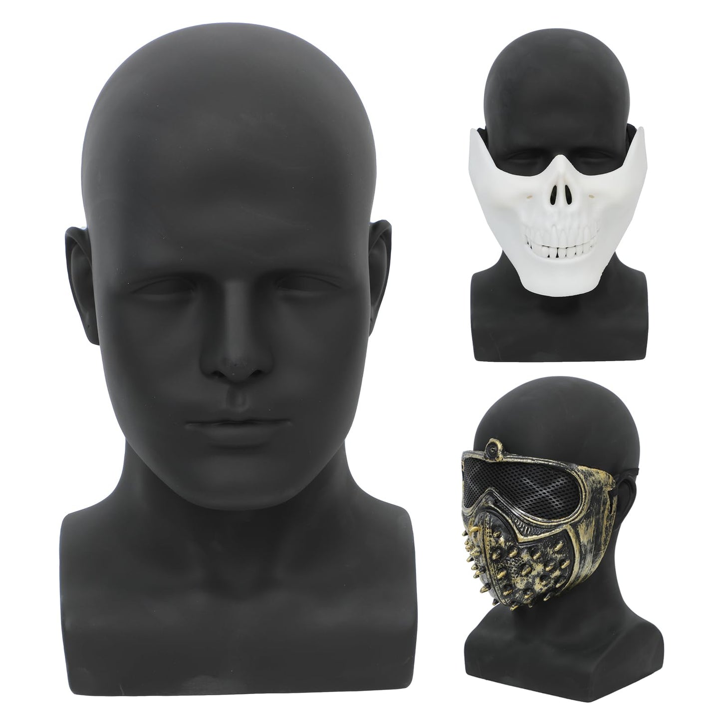 AMLUCKS Male Mannequin Head Professional PVC Manikin Head for Display Wigs Hats Headphone Mask Sunglasses Scarf Jewelry Display Stand (Black)