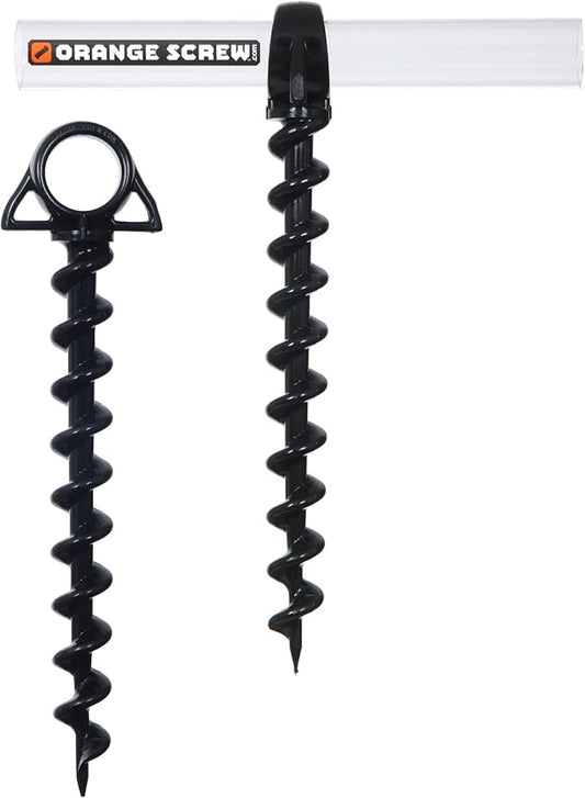 Ultimate Ground Anchors: Heavy Duty Screw-in Tent Stakes for High Wind, Sand, Canopies, and Camping - Made in USA, 100% Recycled, Included T-Grip Tool - (Large, 2 Pack)